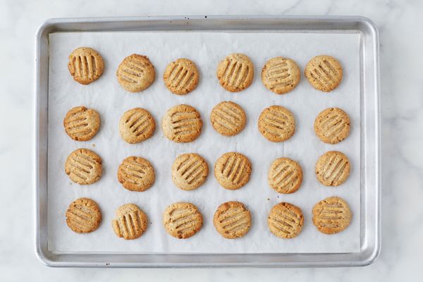 Hazelnut cookies on baking sheet