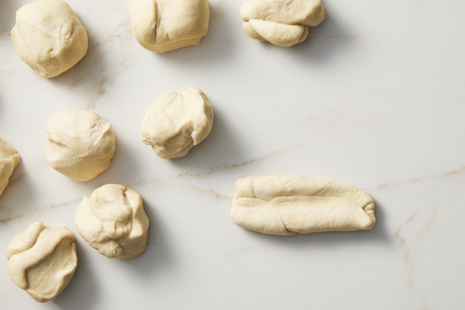 Rolled dough on marble