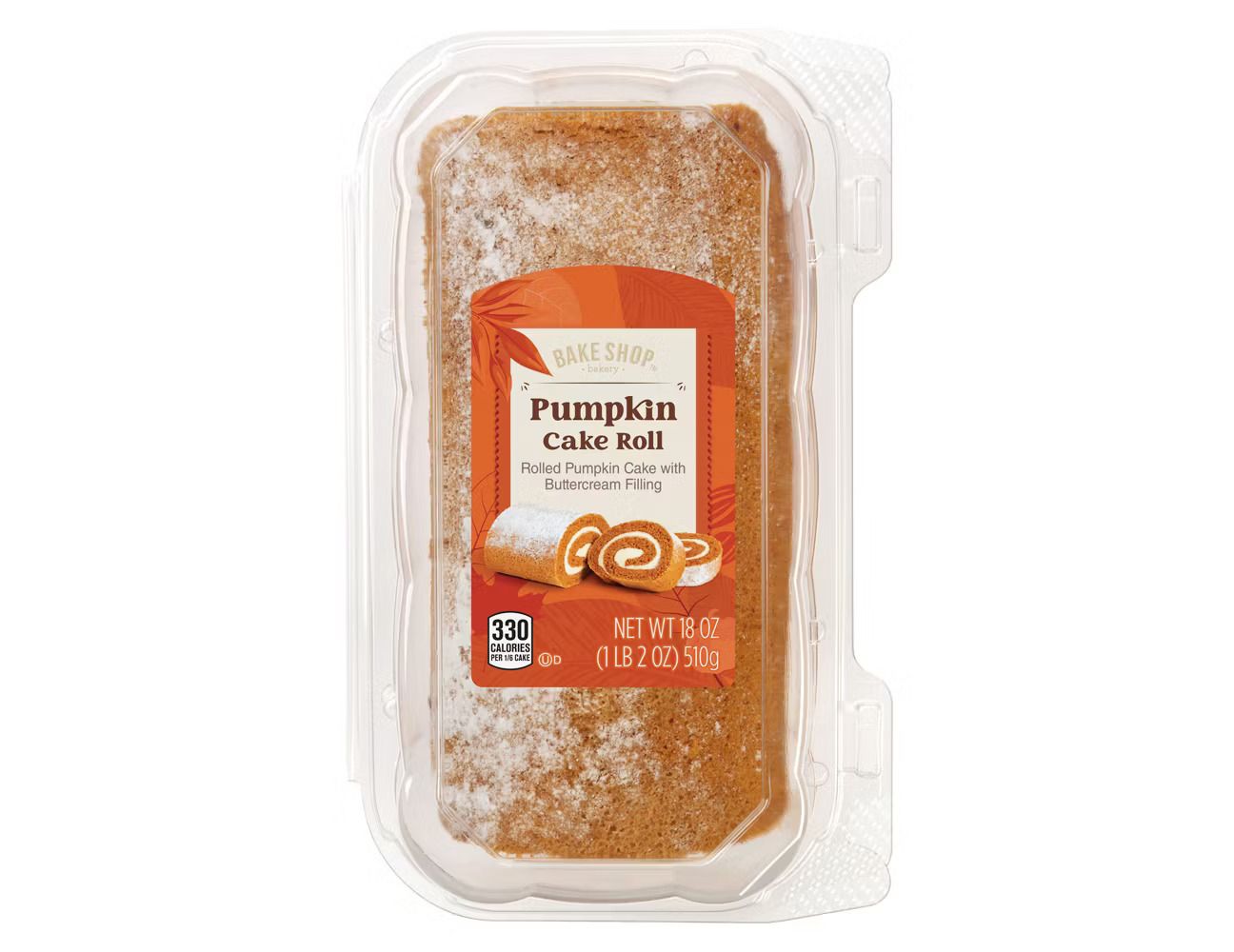 Packaged pumpkin cake roll with cream filling