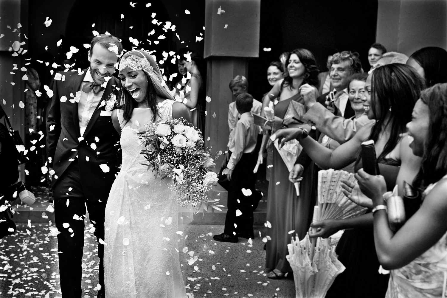 wedding exits petals toss