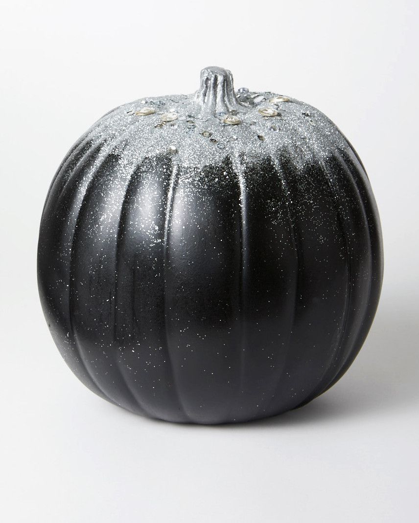 glittered crystal decorated pumpkin