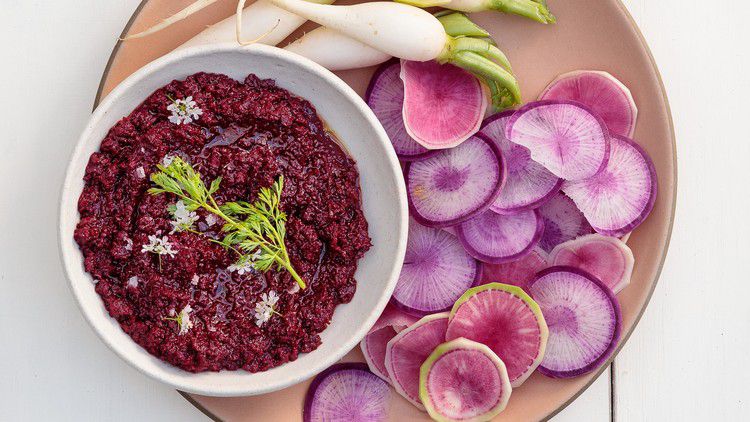 beet muhammara in bowl