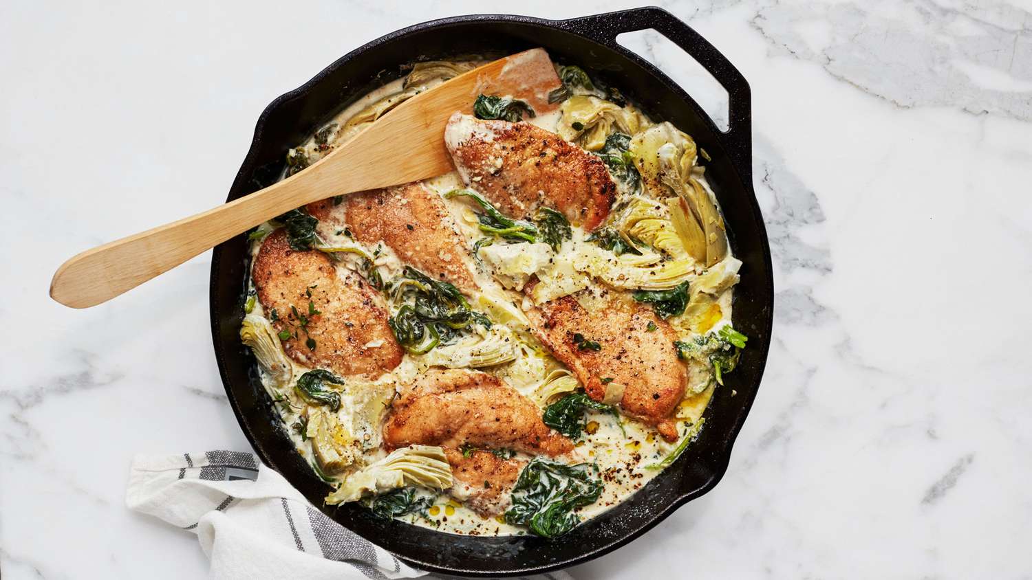 creamy lemon chicken with spinach and artichokes