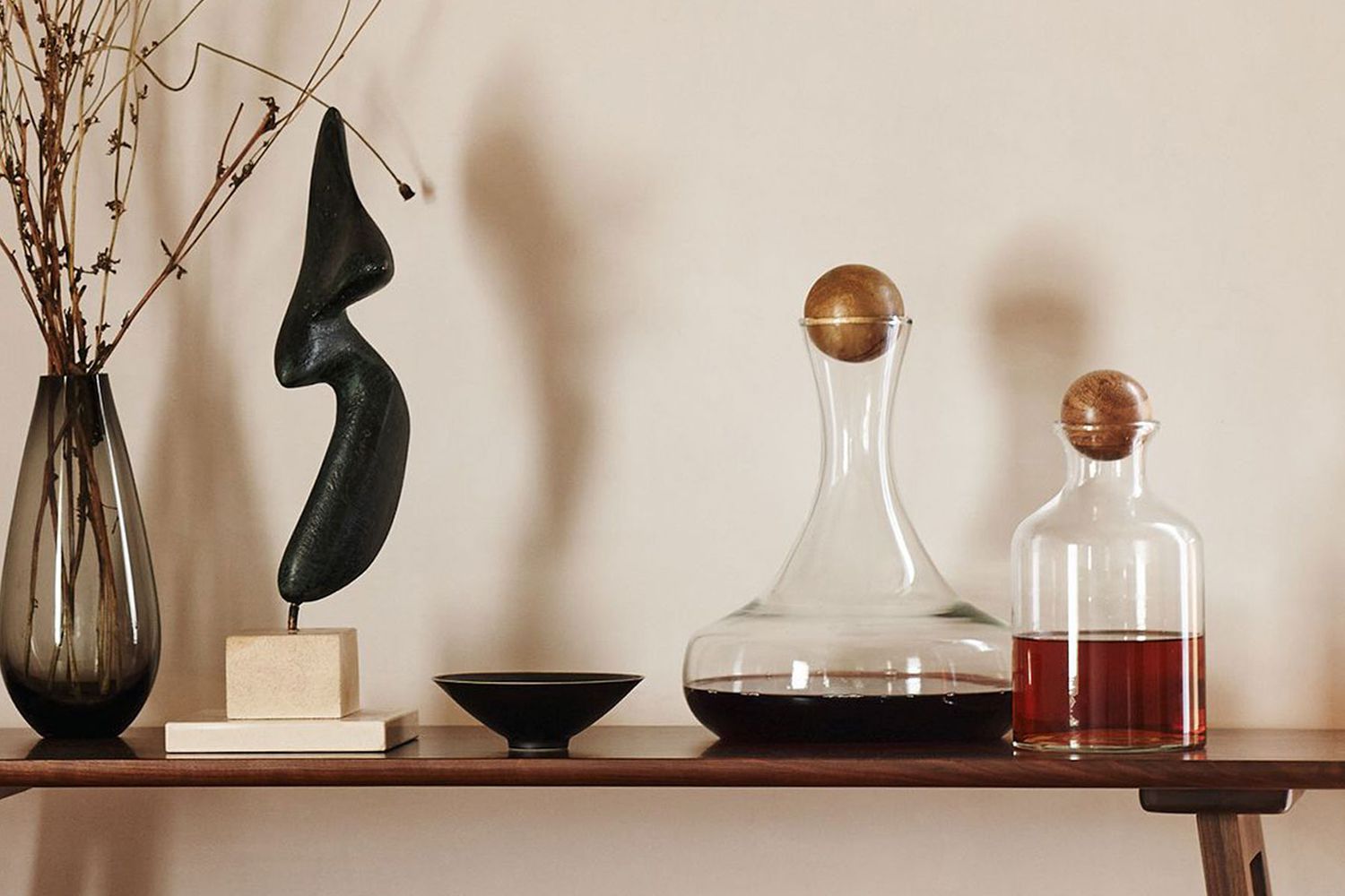 West Elm Glass Wine Decanter with Wood Stopper