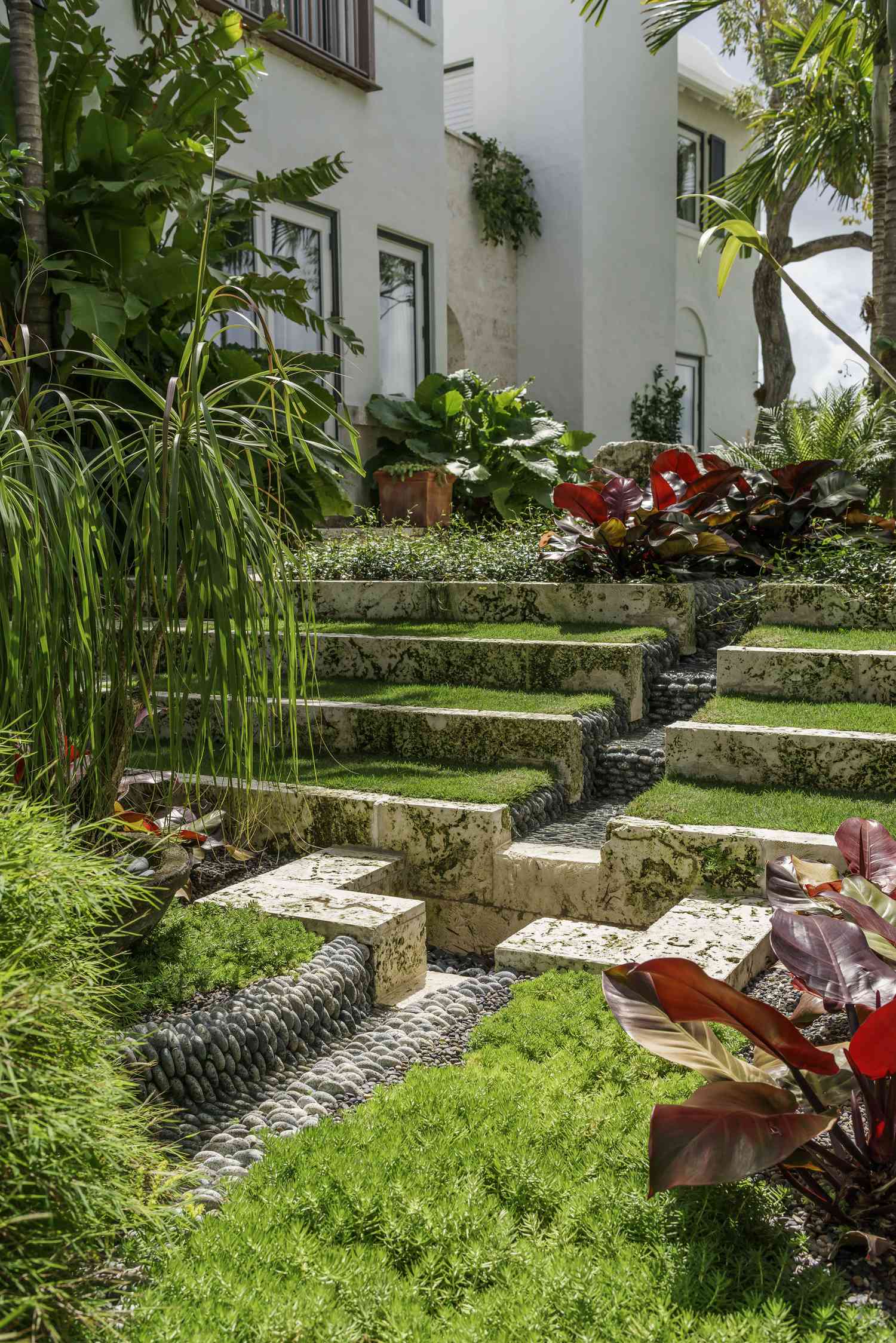 tiered garden with steps
