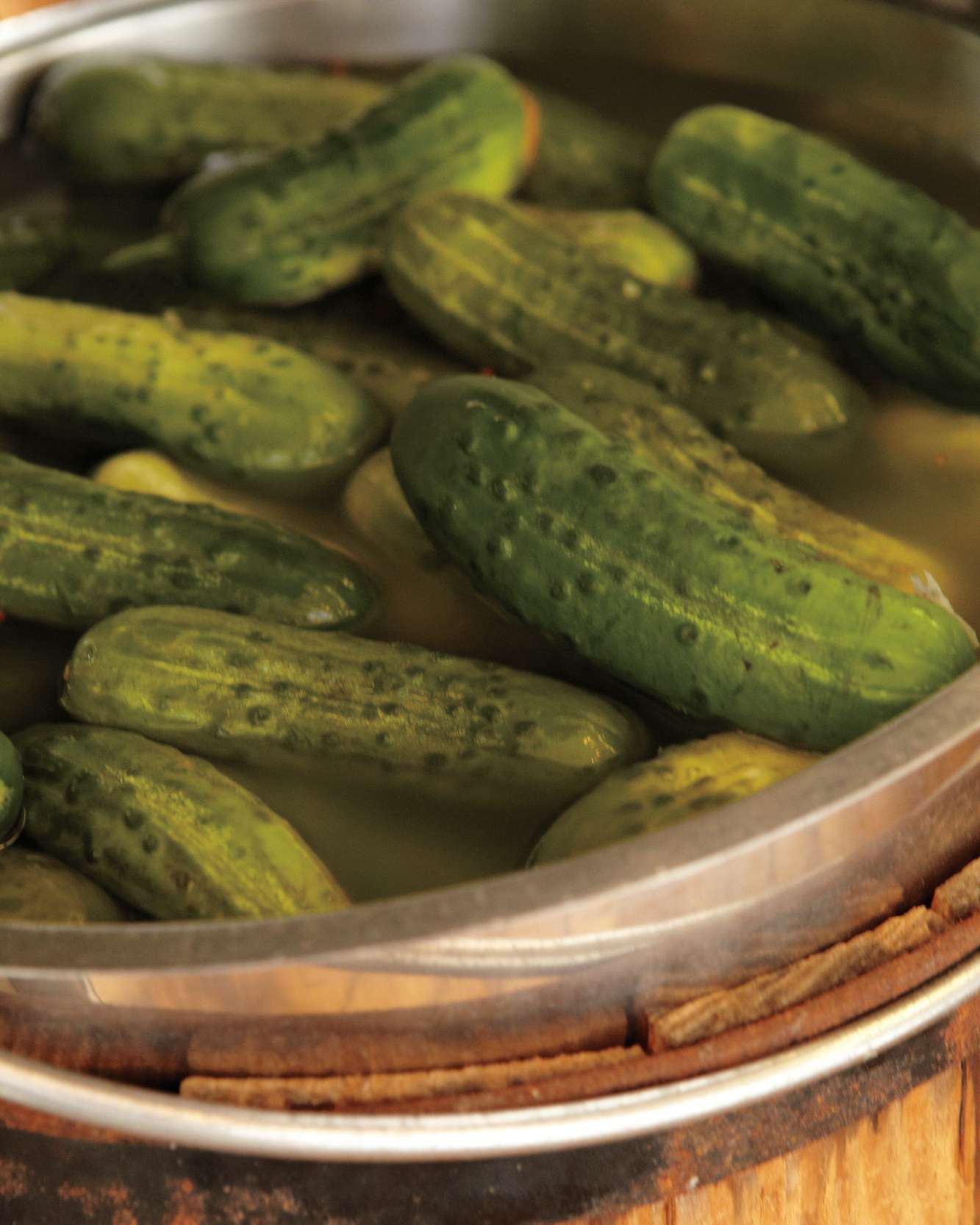 cucumber pickles in barrel