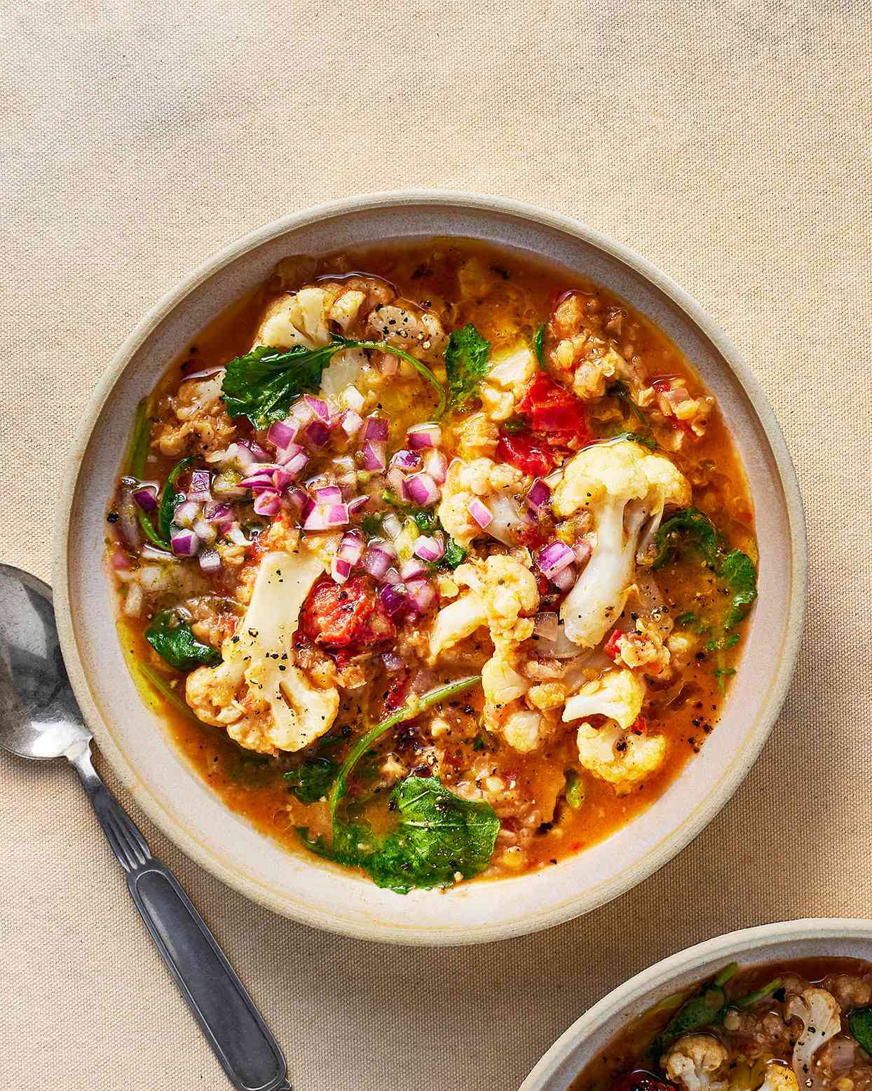 Cauliflower-and-Lentil Stew with Onion Relish