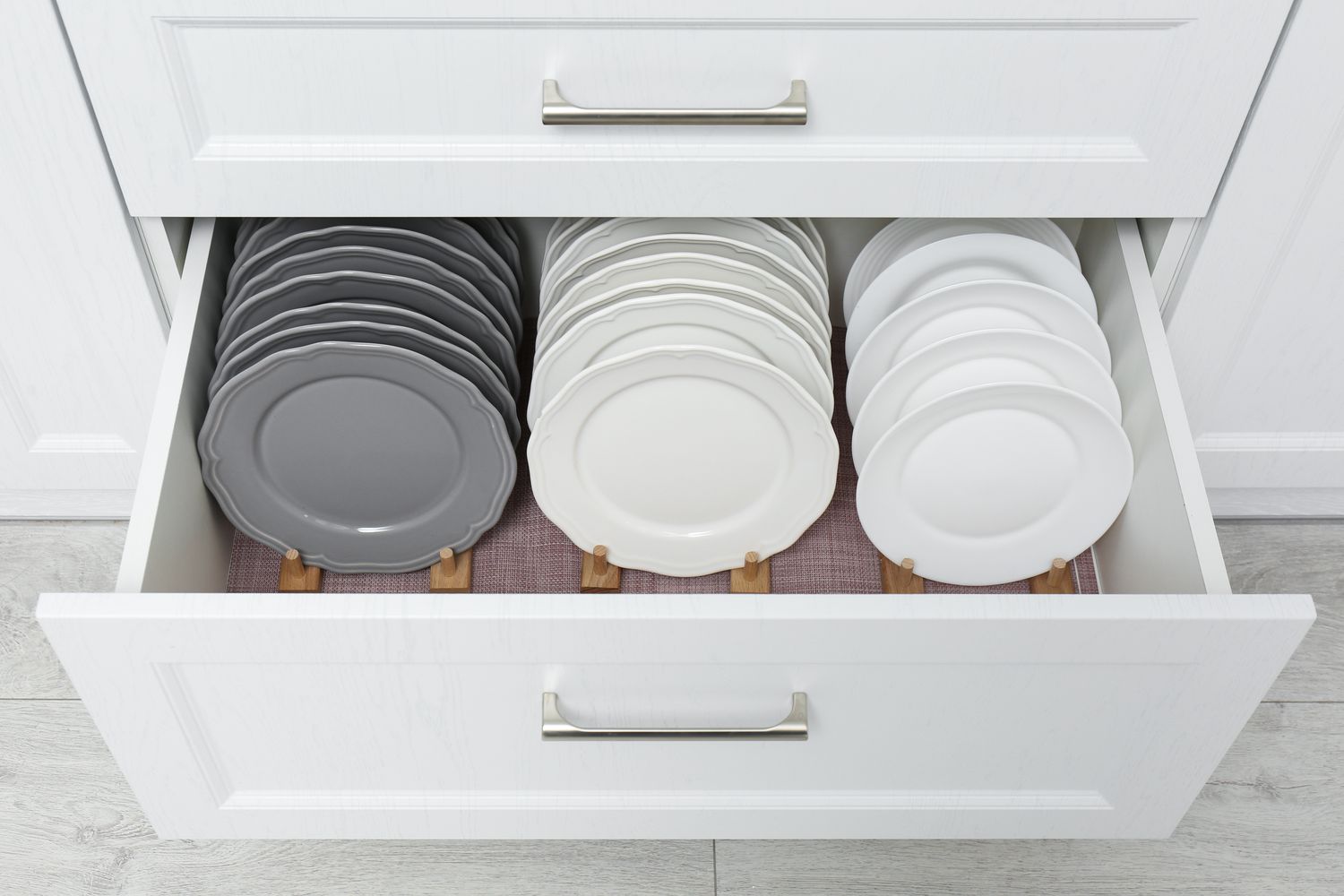 plates in kitchen drawer