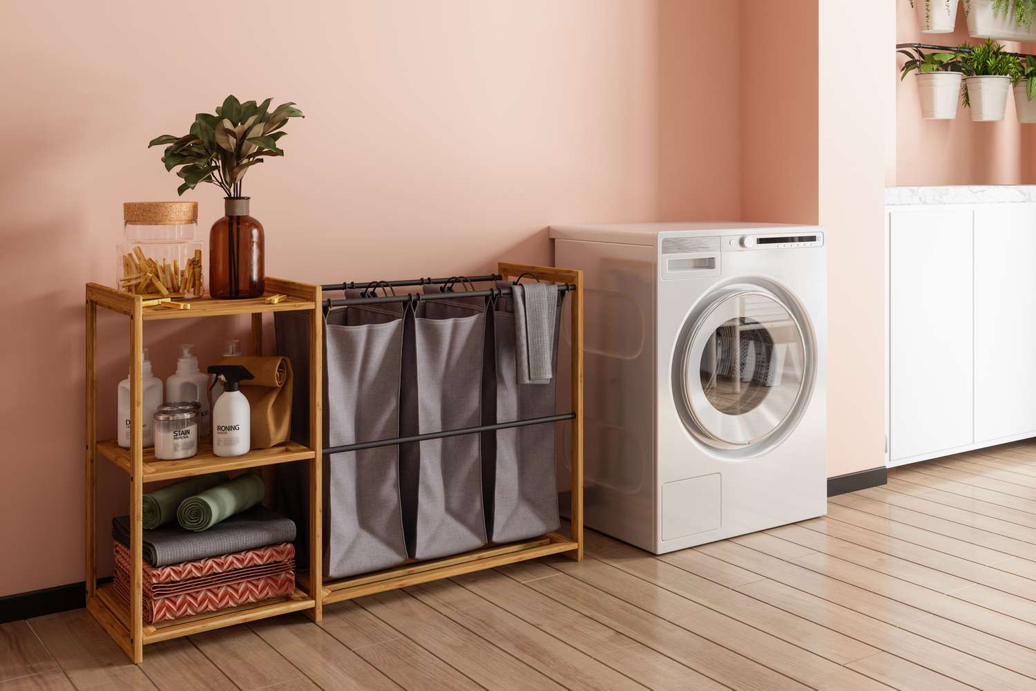 Sorting station in laundry room