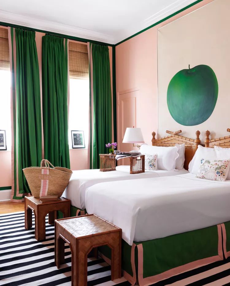 pink and green bedroom