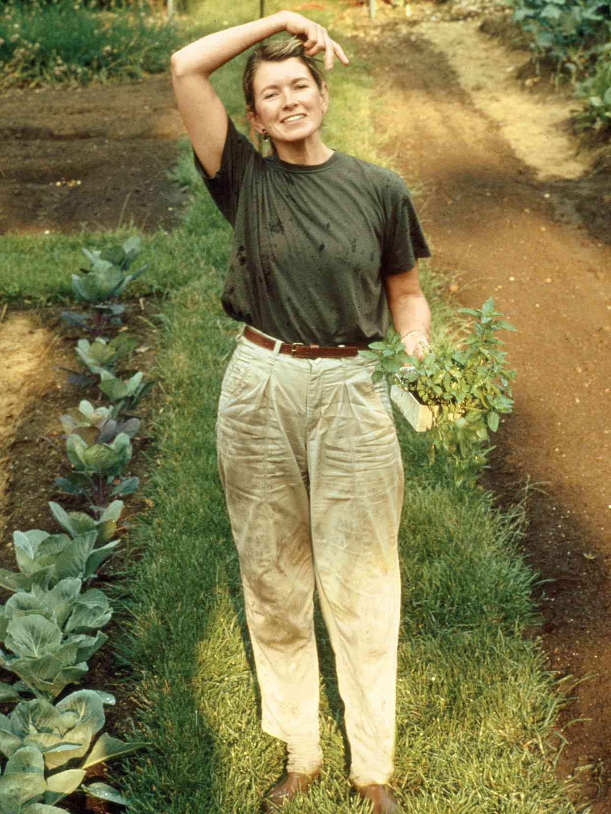 decorvow in her vegetable garden at Turkey Hill