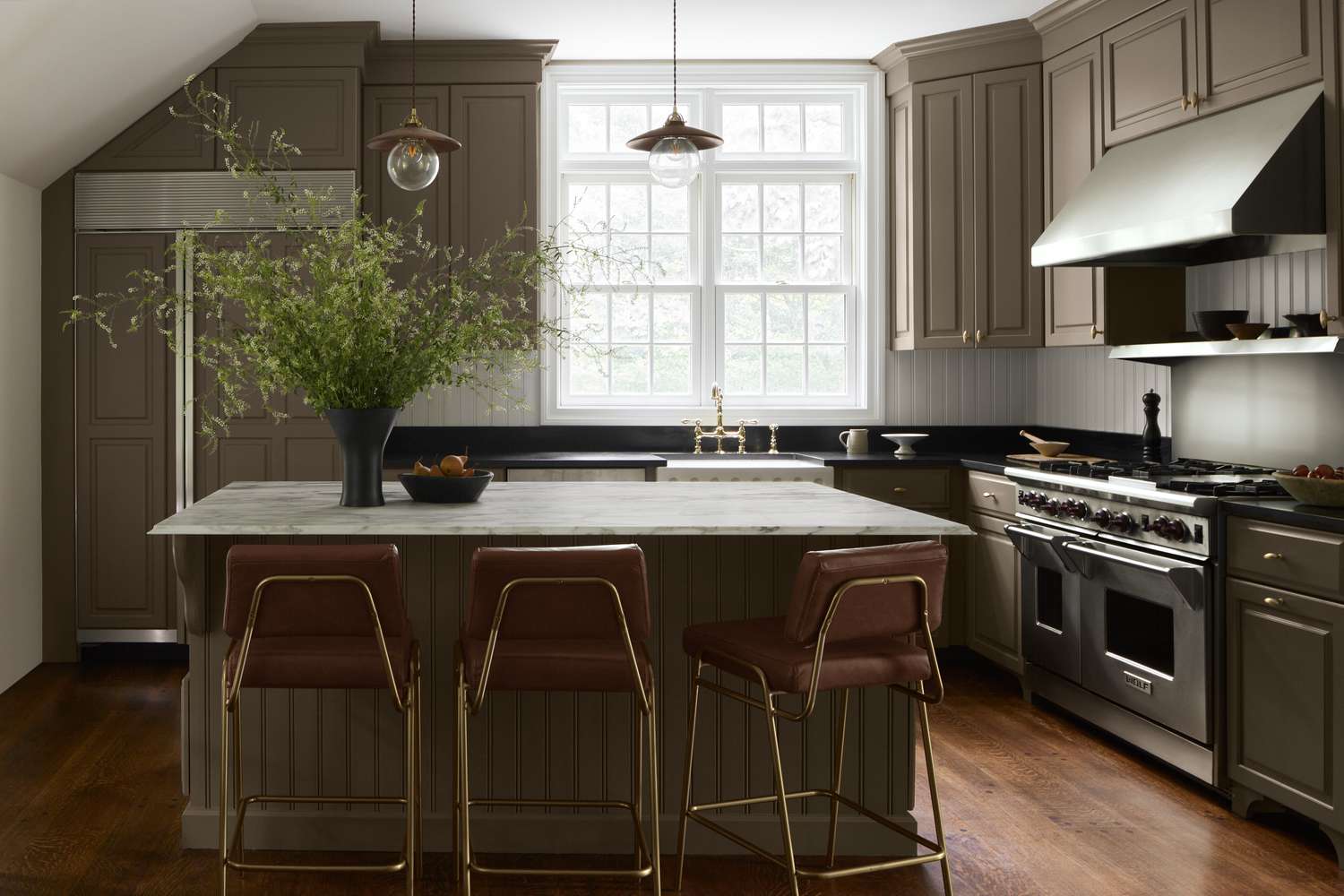 Taupe, Green, Brown Kitchen