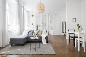 townhouse with rattan lampshade