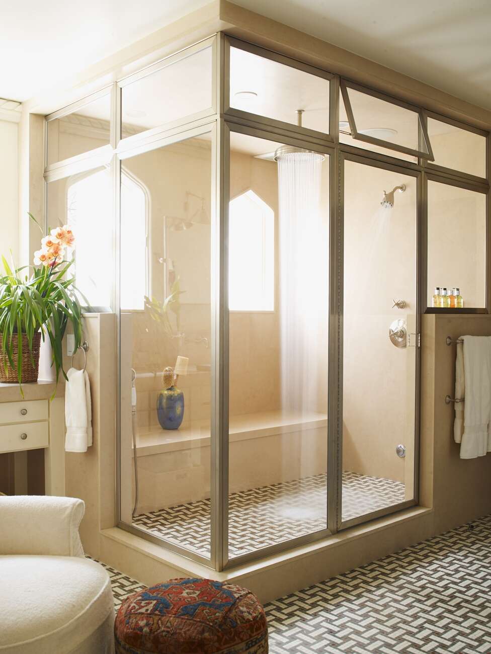 walk in shower with natural light