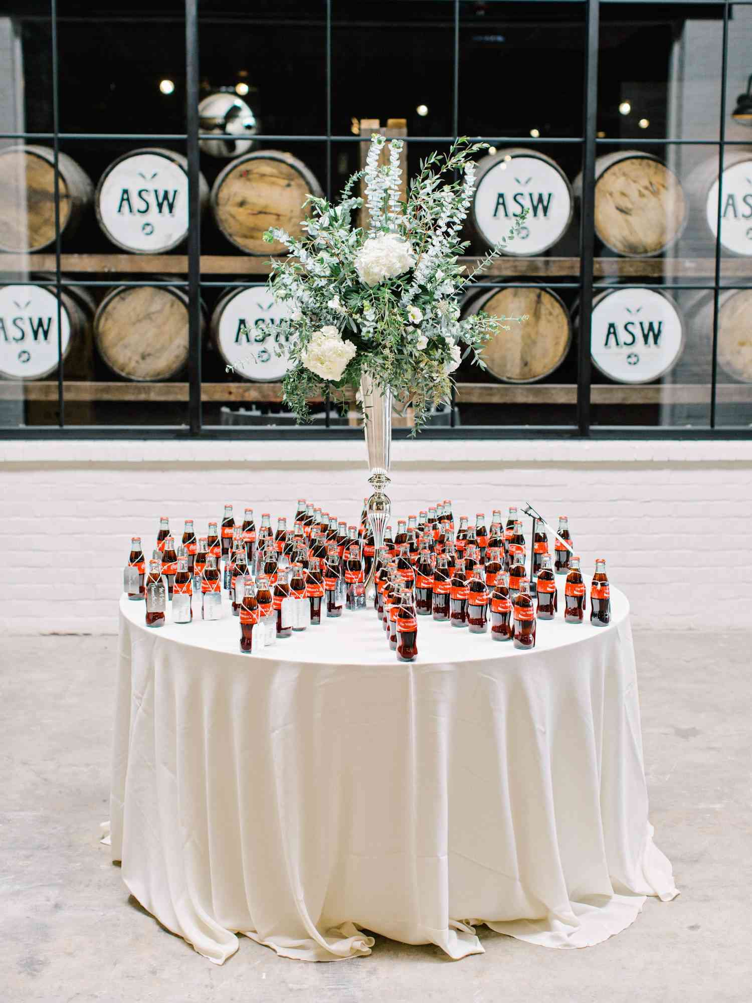 favor display with tall centerpiece