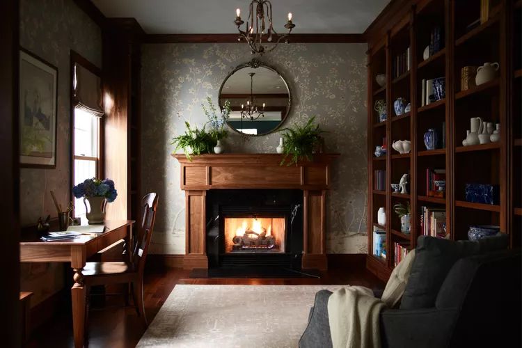 wooden matel with greenery