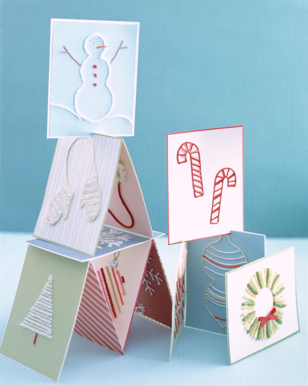 holiday cards made of yarn