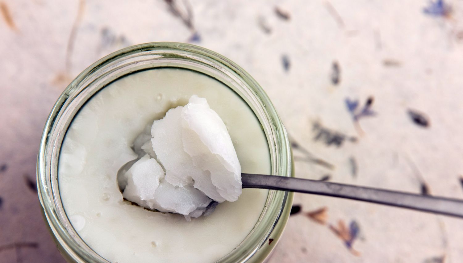 Coconut oil in a glass jar