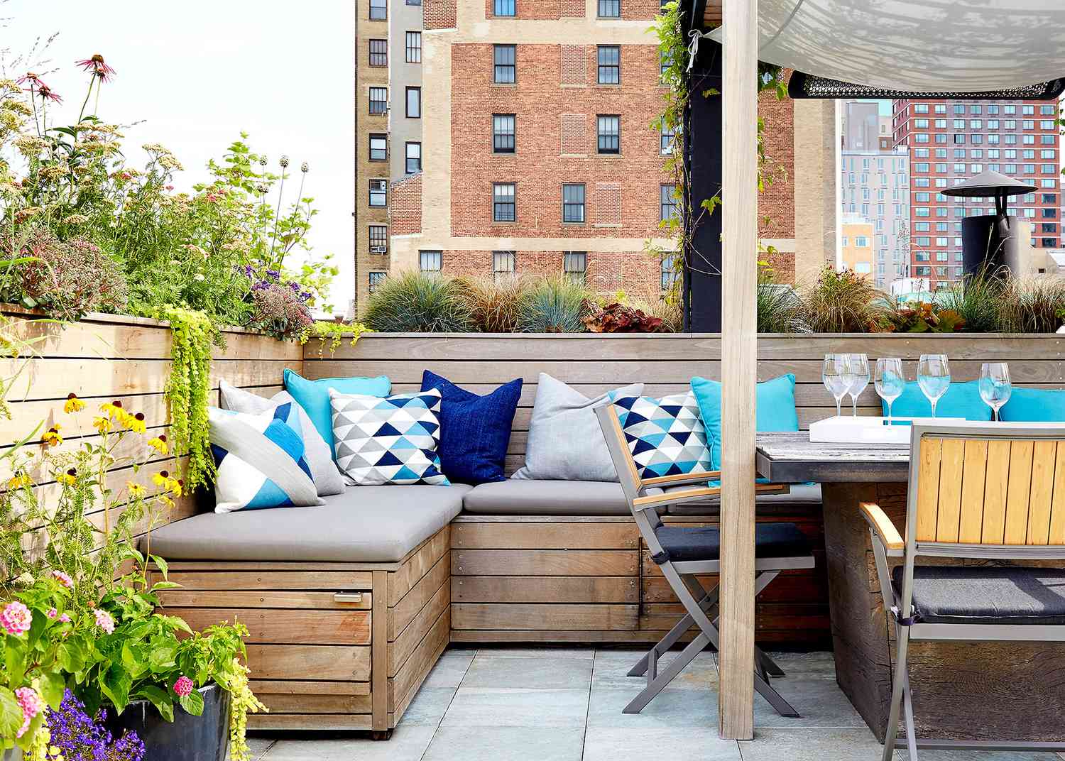 Outdoor seating with dining area