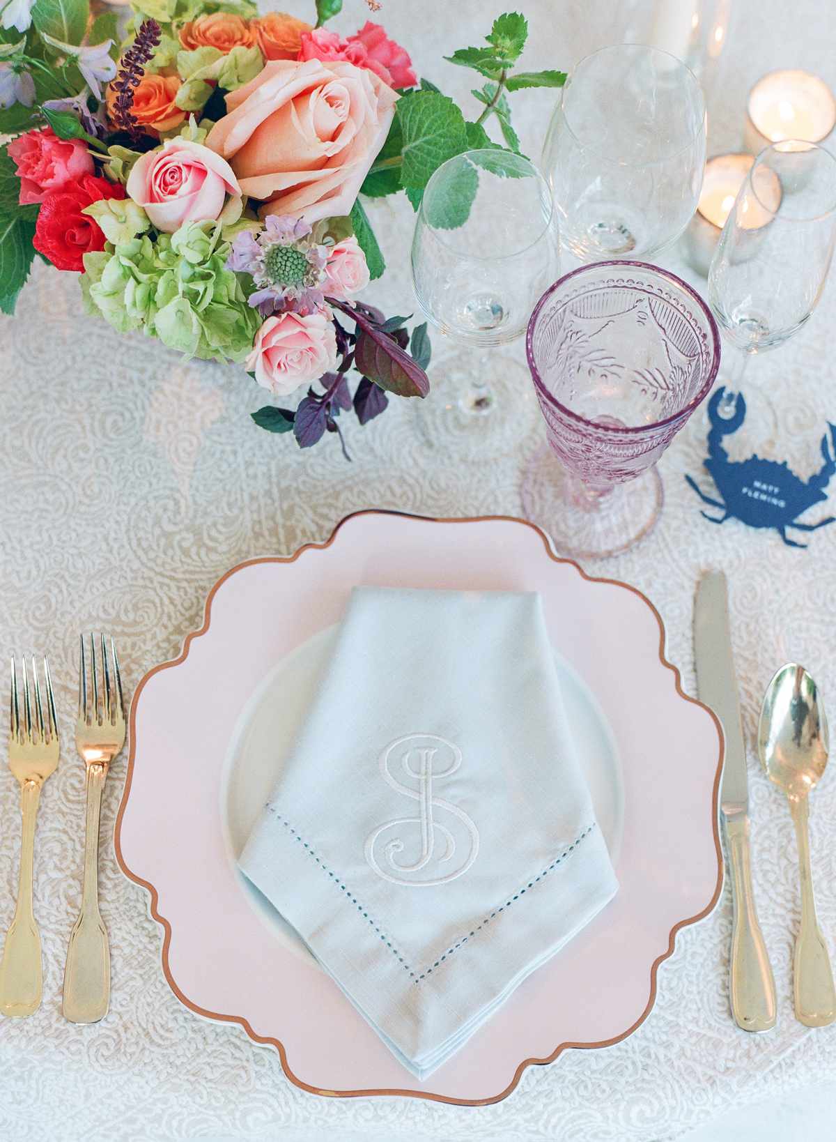 wedding reception napkin folds pentagonal fold on monogramed napkin