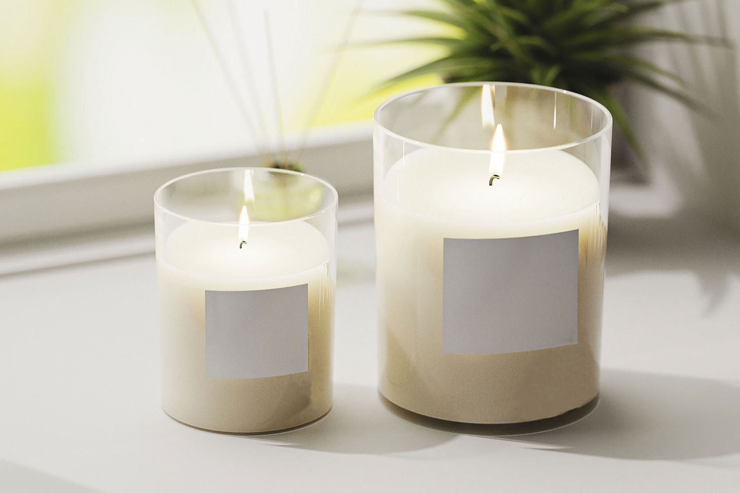 Candles with sticker labels