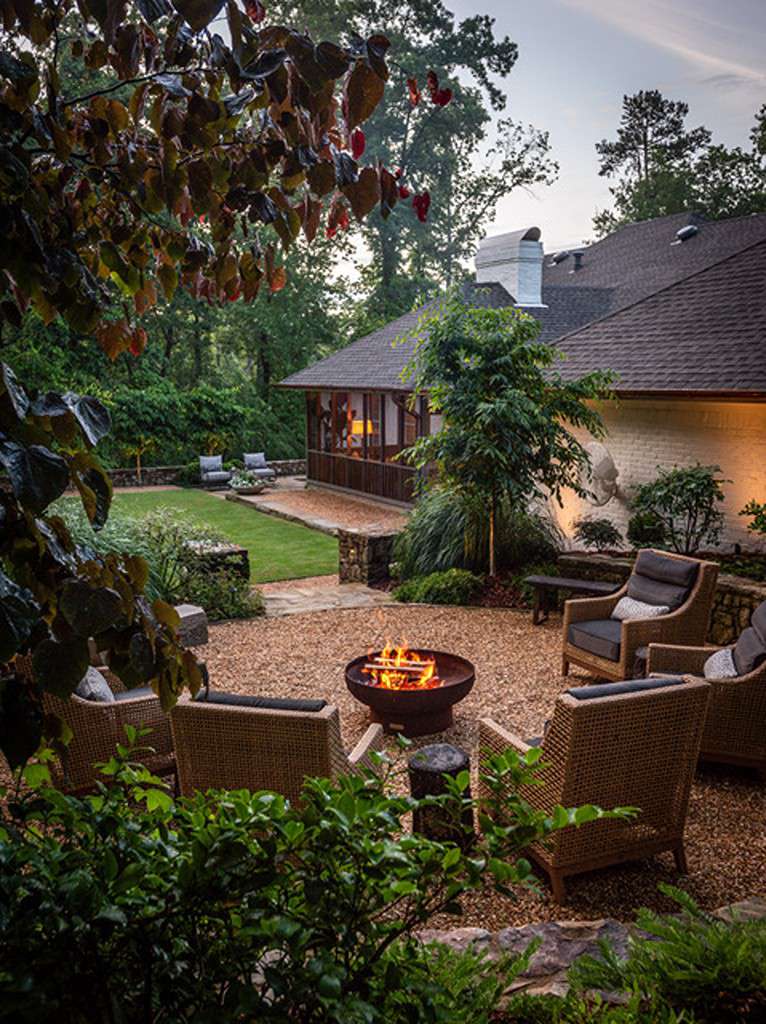 Firepit with chairs around it