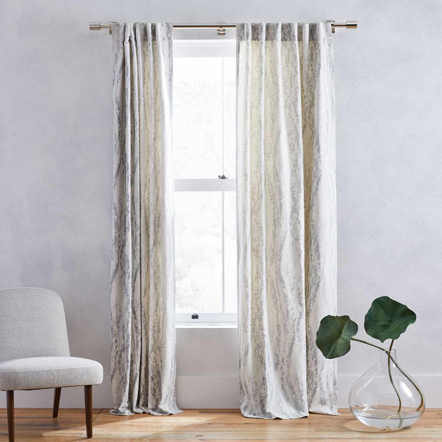 Bark Texture Shine Jacquard Curtain - Platinum