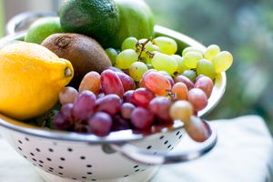 Bowl of grapes and citrus