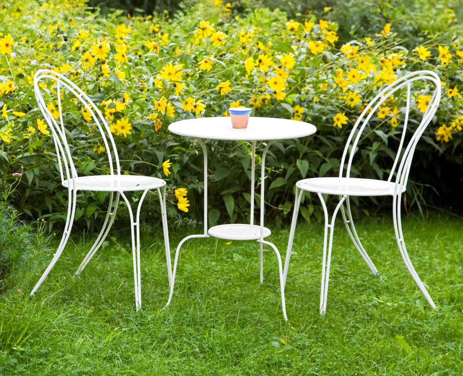 Bistro set in garden