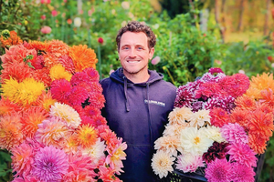 Ryan McCallister holding dahlias