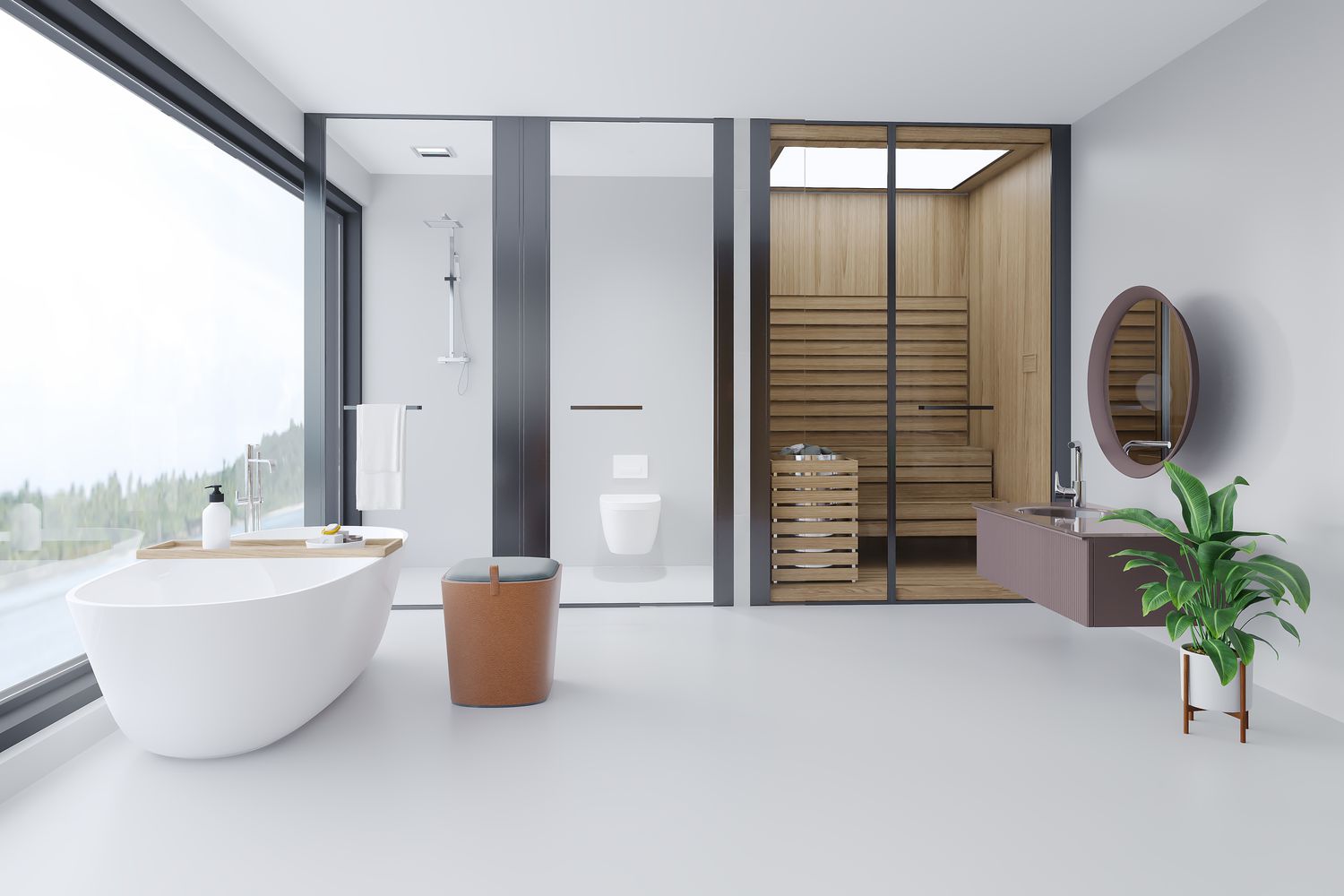 bathroom with home sauna