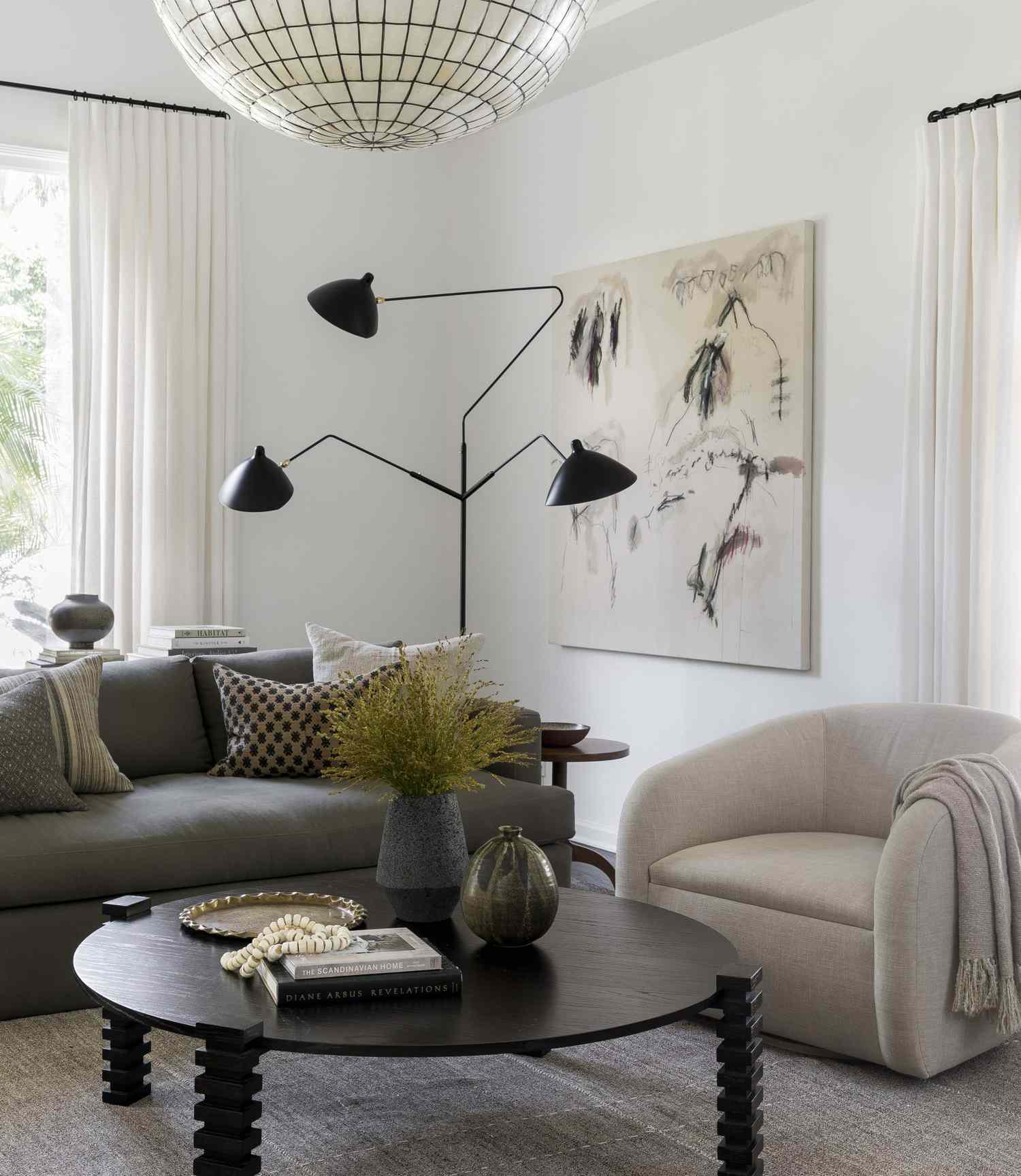 living room coffee table and art