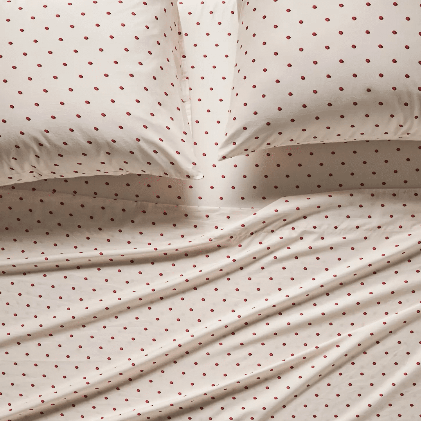 Organic Cotton Sateen Printed Sheet Set, Ladybug,