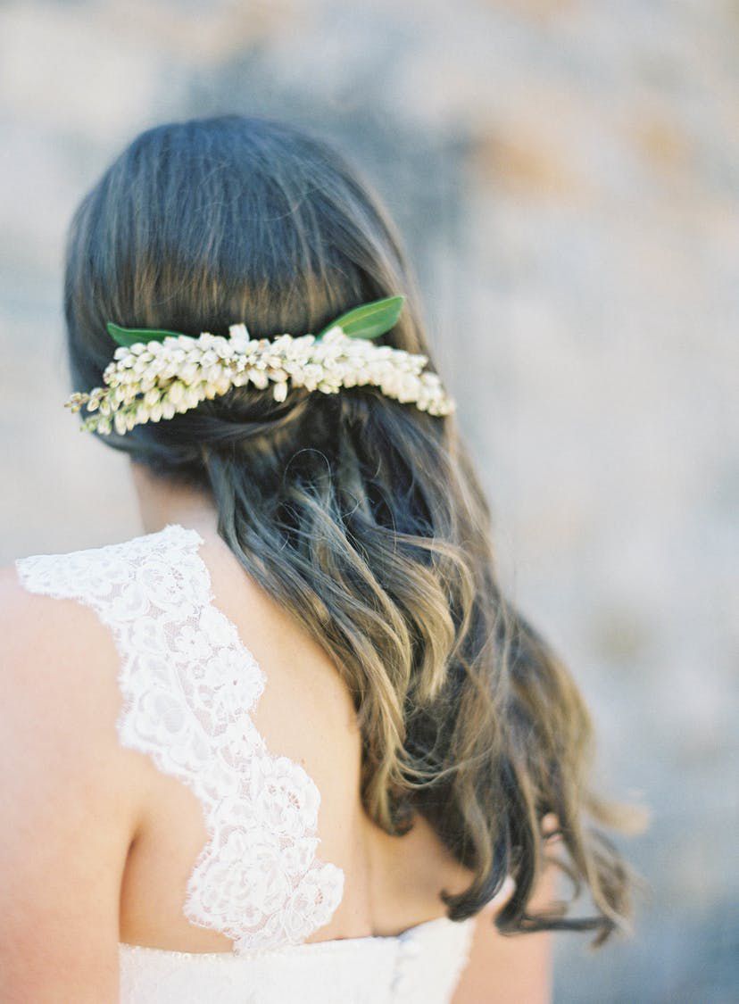 bridal floral hair piece with andromeda