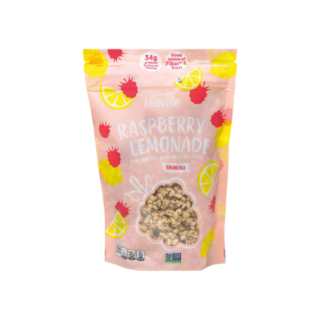 Bag of raspberry lemonade flavored granola