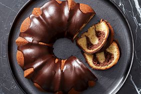 vanilla bundt cake with chocolate-cream cheese filling