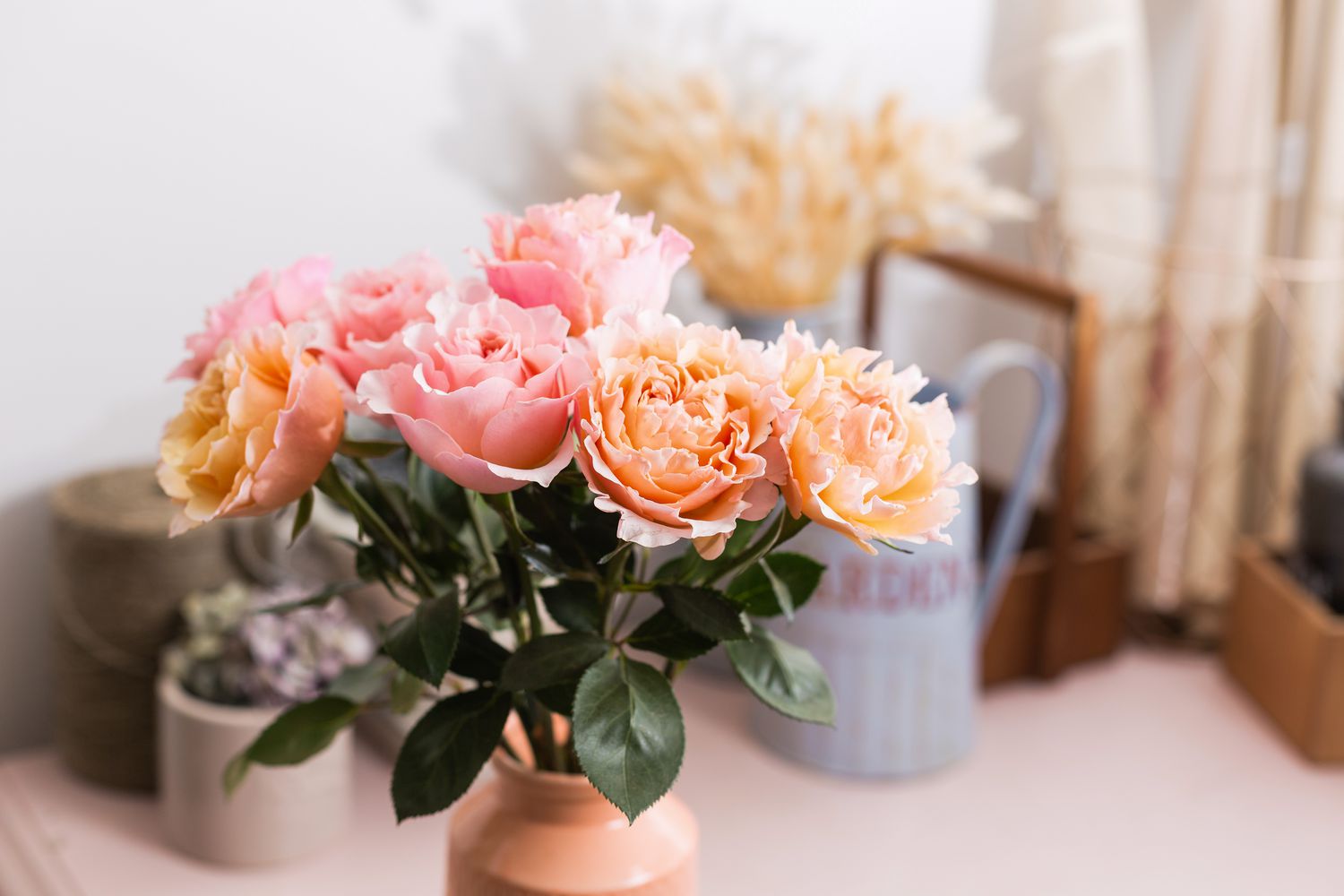 pink roses in a vase