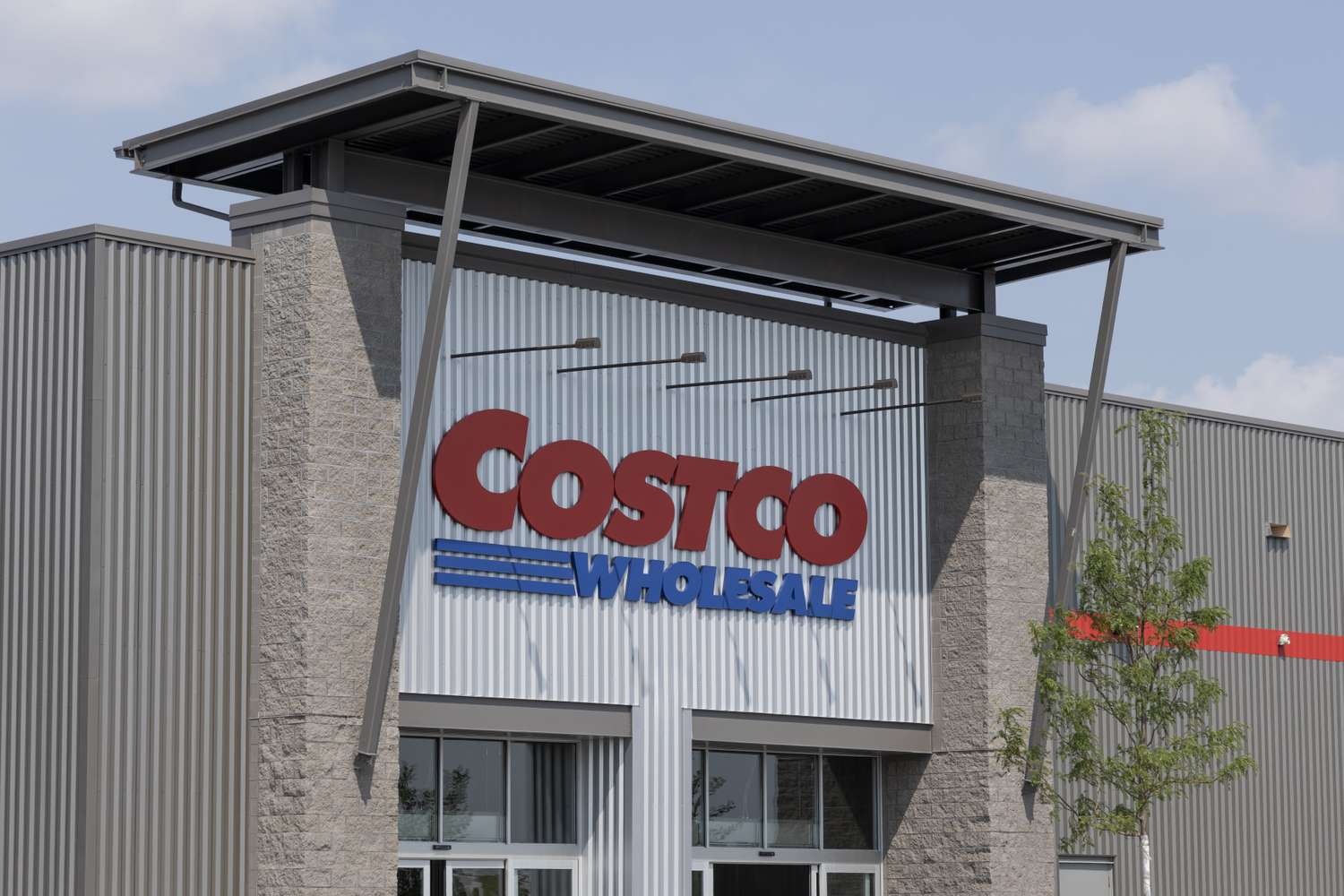Costco Wholesale store entrance with logo in view