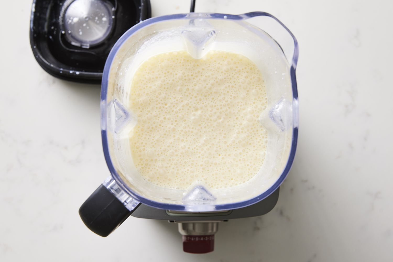 Blended dough in blender