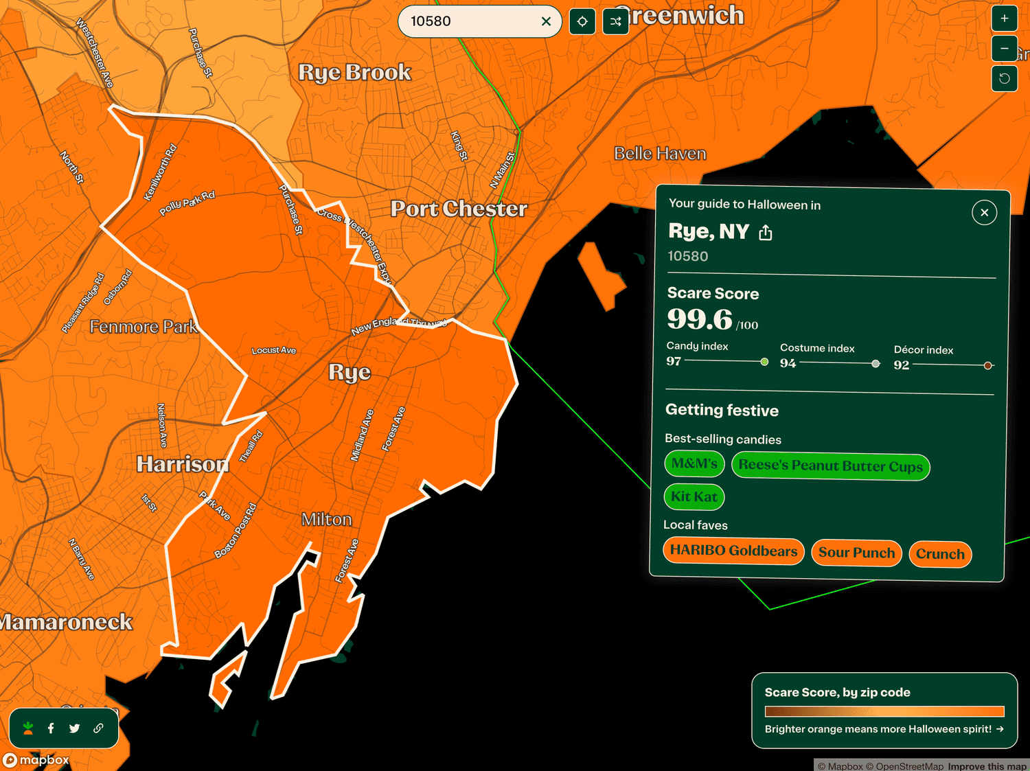 Instacart interactive Halloween map tool screenshot. 