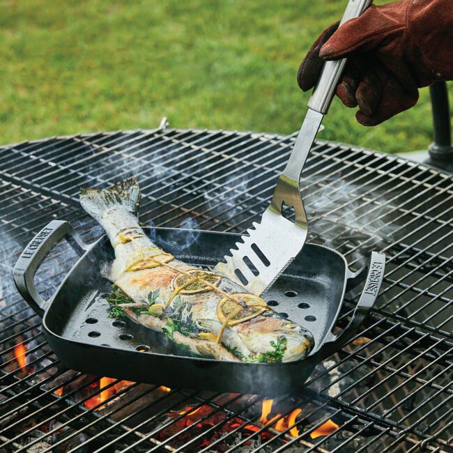 Le Creuset's square grill basket from the new Alpine Outdoor Collection. 
