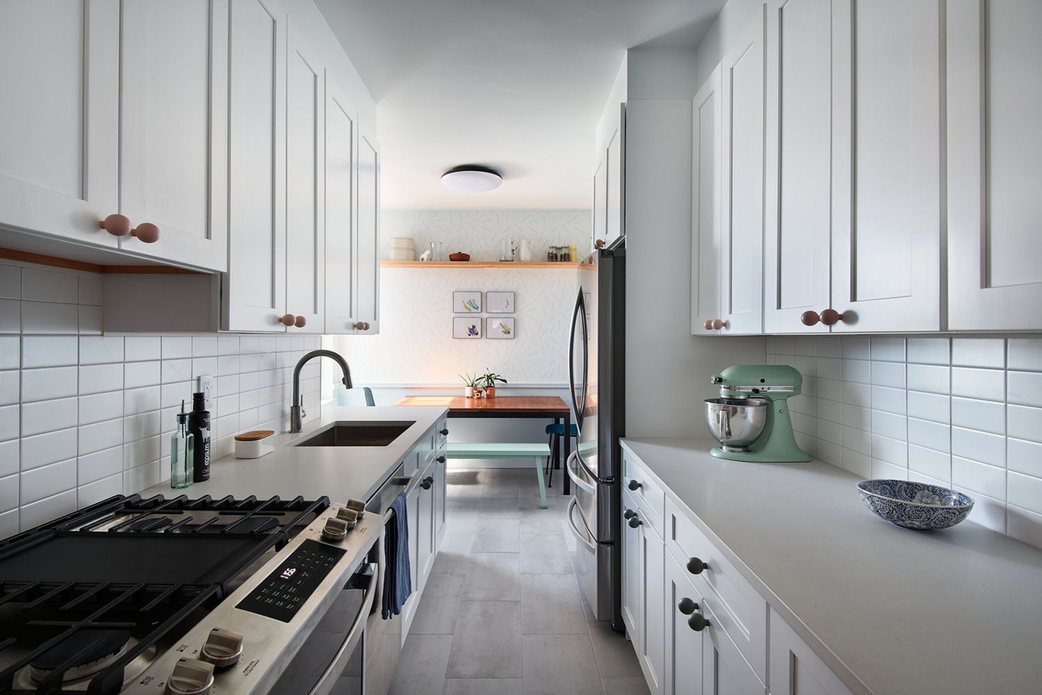 modern white galley kitchen