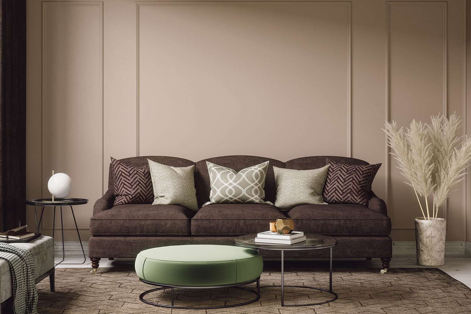 Taupe accent wall in living room