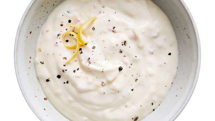 Miso Aioli in white speckles bowl