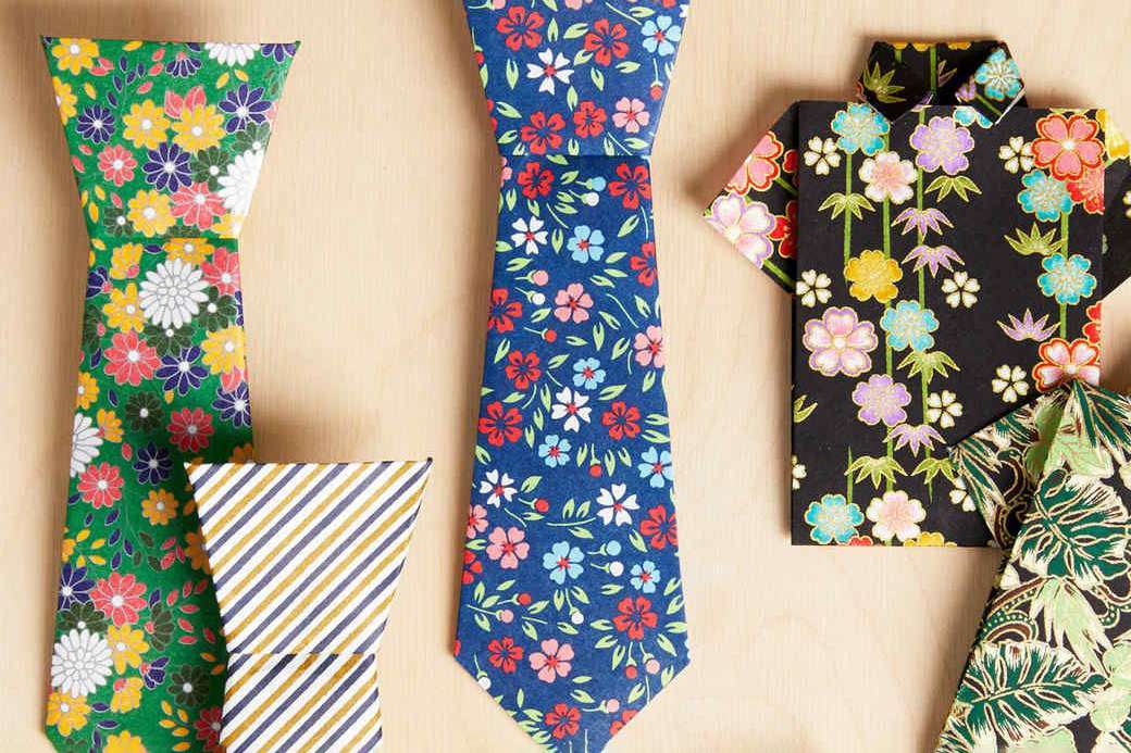 father's day homemade cards, necktie and floral shirt