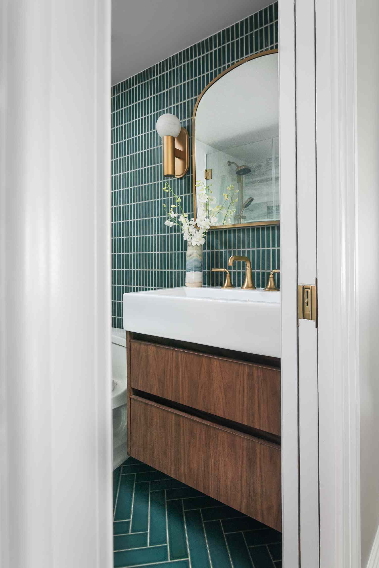 Colorful tiles in a bathroom