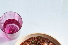 easy beef chili with sour cream in bowl