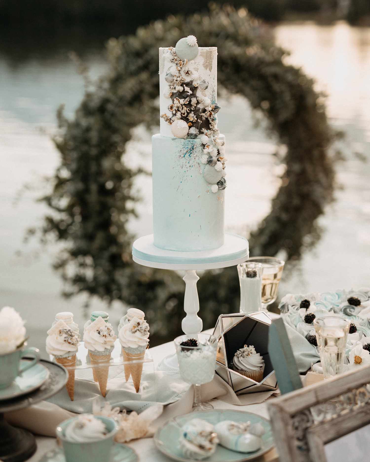 dessert table with ice cream cones