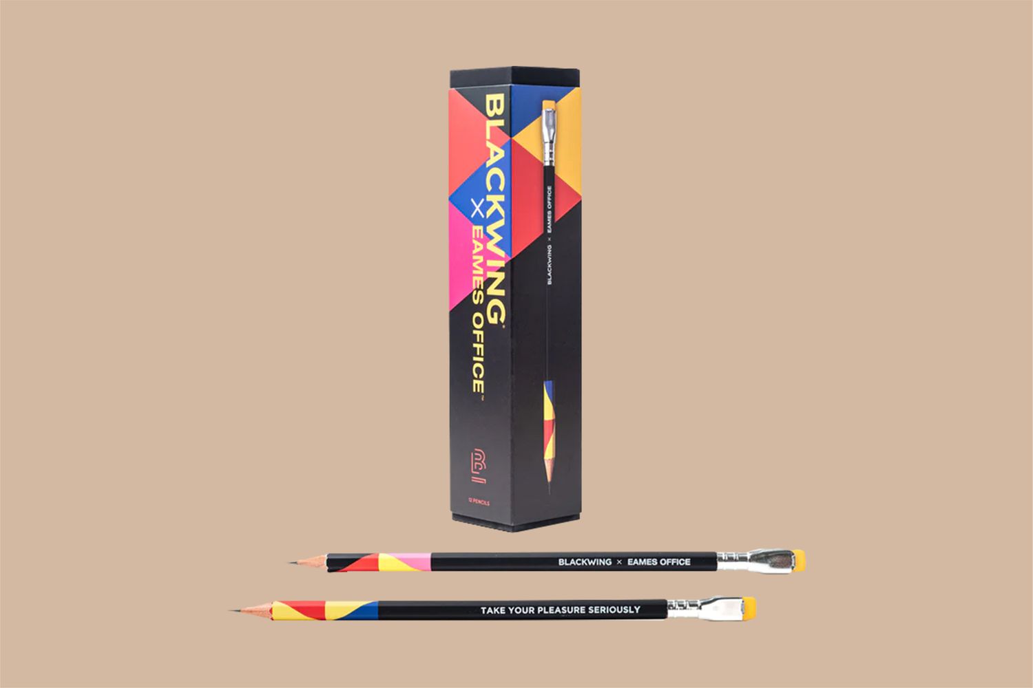 Eames pencil set on a tan background