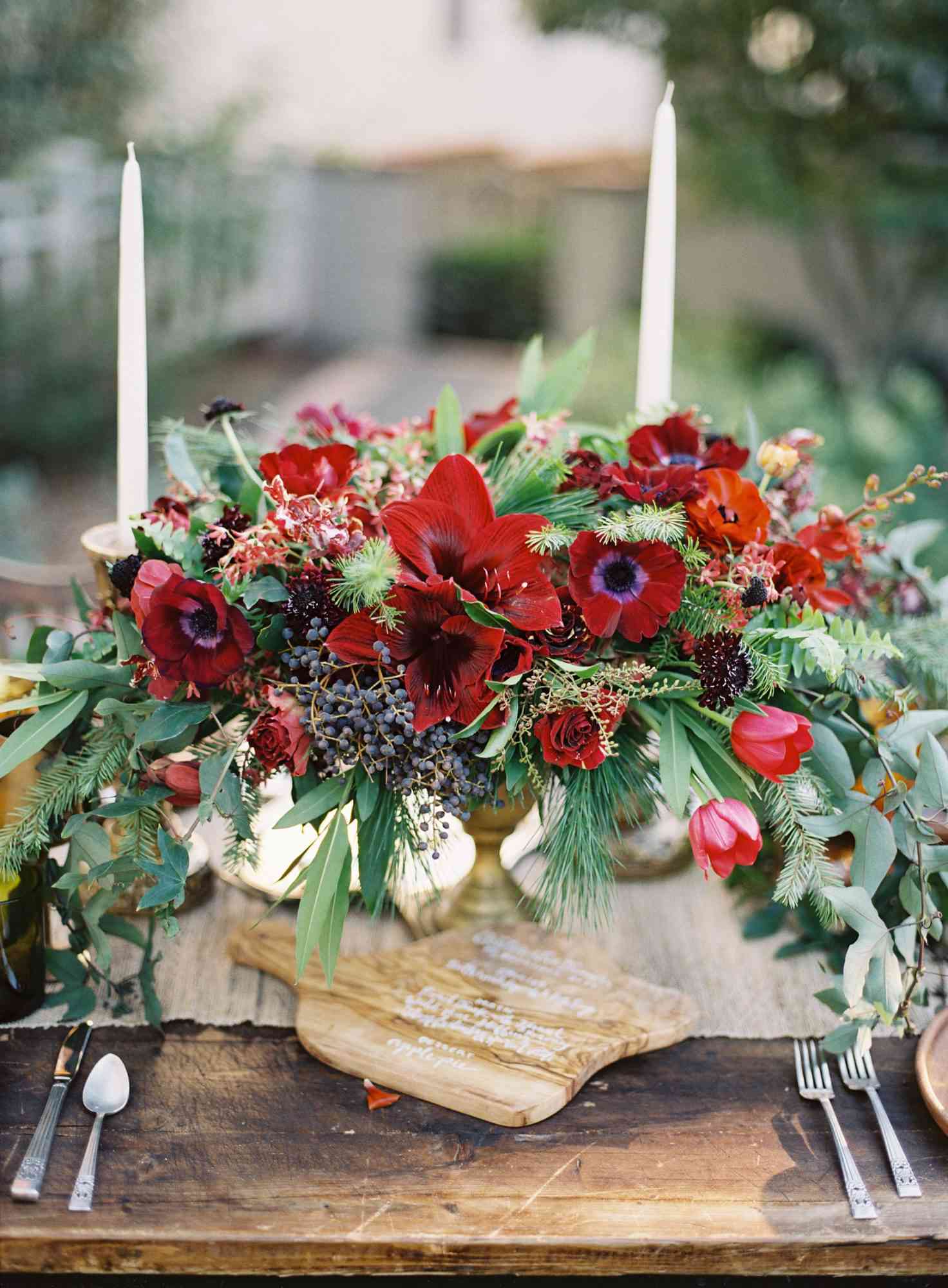 Moody Burgundy Centerpiece for Fall
